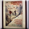 A09. Framed Chamoix Mount Blanc ski poster. 